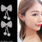 **气质925纯银针耳钉女可爱蝴蝶结满钻耳环耳坠百搭少女首饰品